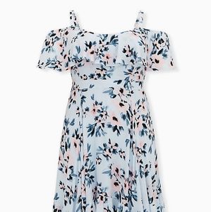 Torrid Floral Gauze Cold Shoulder Dress